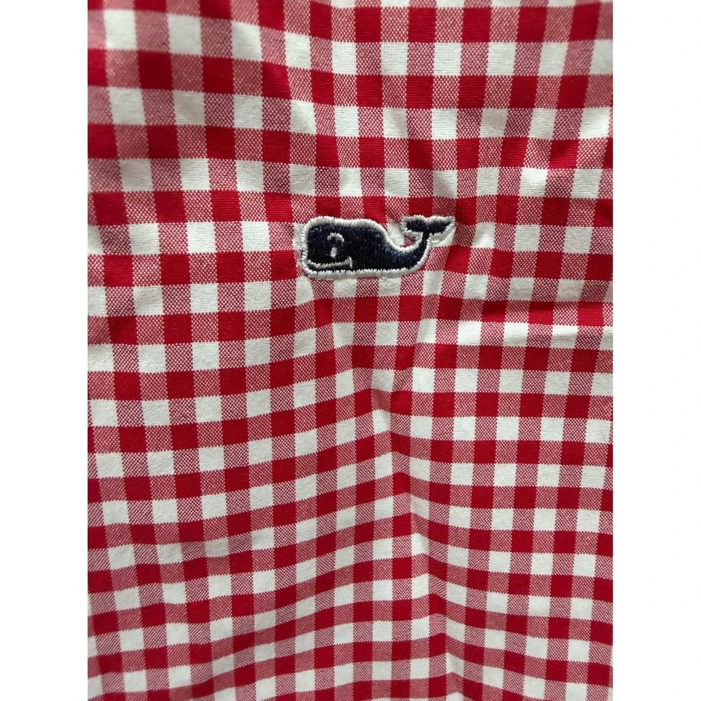 Vineyard‎ Vines Performance Gingham Shirt Red White boy's M 12-14 Button Down